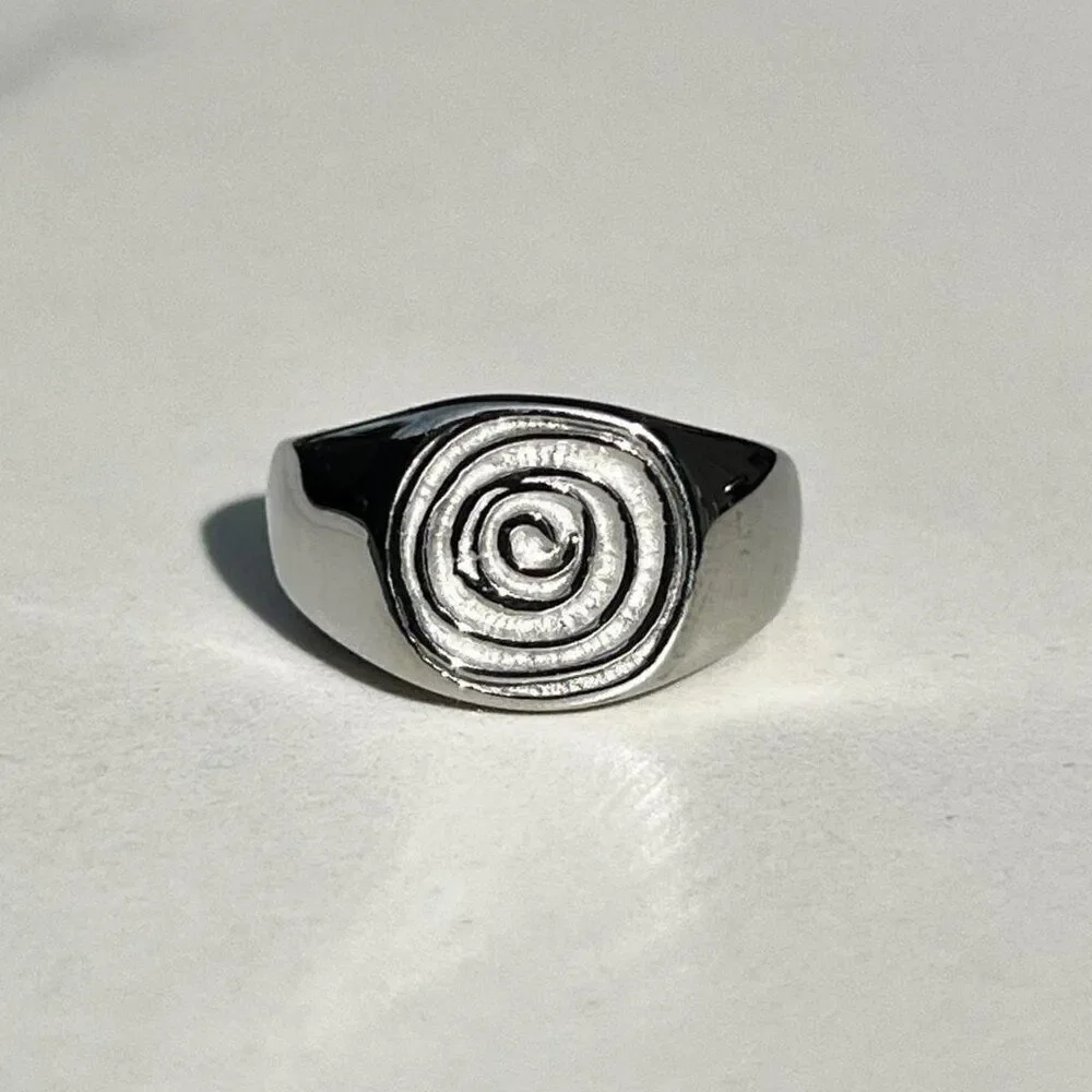 New! “Mila” Silver Engraved Swirl Chunky Ring